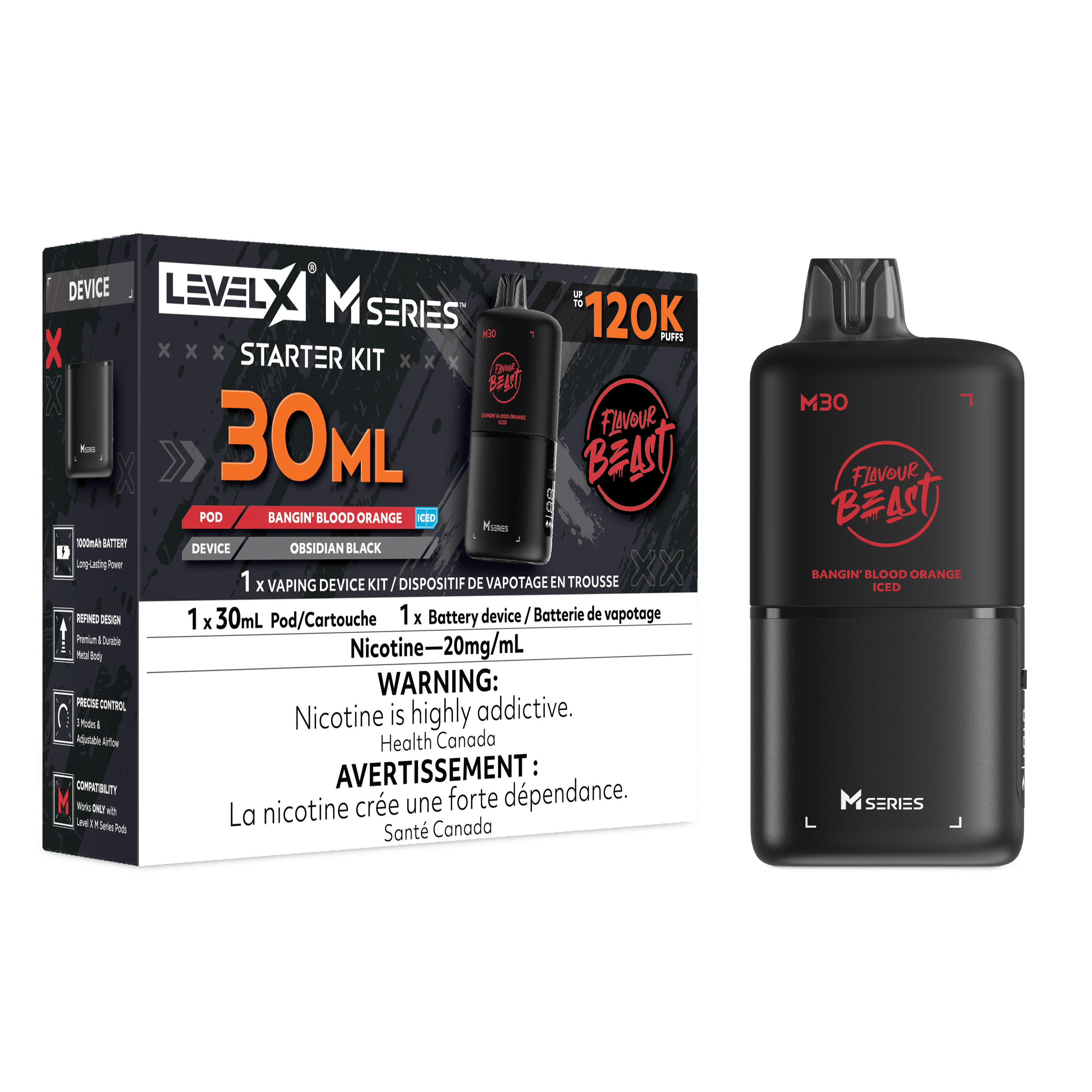 Flavour Beast Level X M Series Starter Kit with battery device and prefilled pod