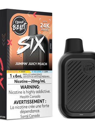 Flavour Beast SIX 24K Disposable Vape — 24000 Puffs — 6mL – Jumpin' Juicy Peach