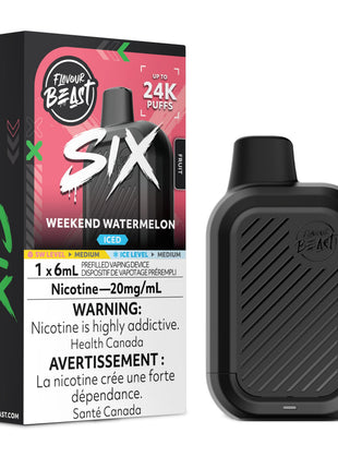 Flavour Beast SIX 24K Disposable Vape — 24000 Puffs — 6mL – Weekend Watermelon