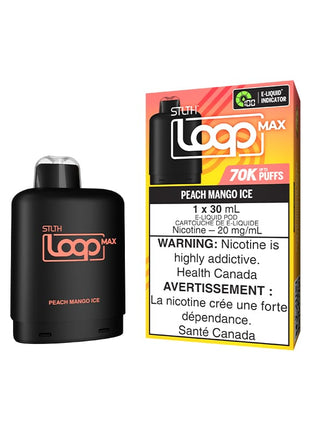 STLTH Loop Max 70K Pods — 70,000 Puffs — 30mL – Peach Mango Ice